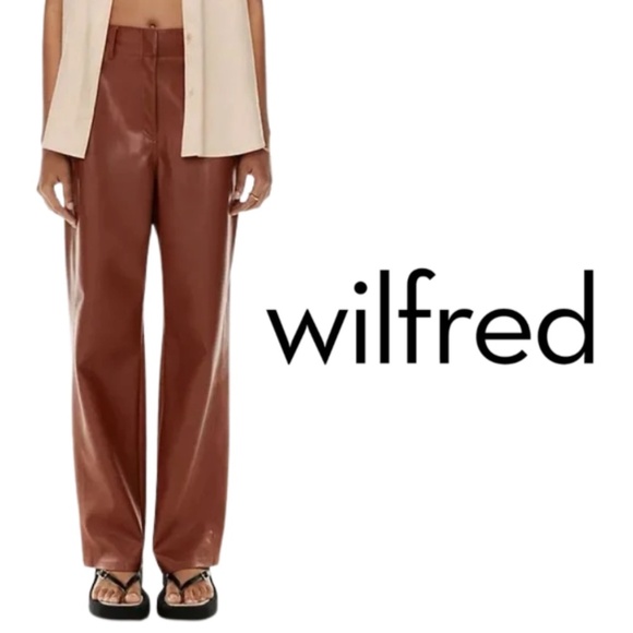 Wilfred Free Aritzia Ascendant Vegan Leather Utility Pants – Cognac – Size 2 - Picture 1 of 13